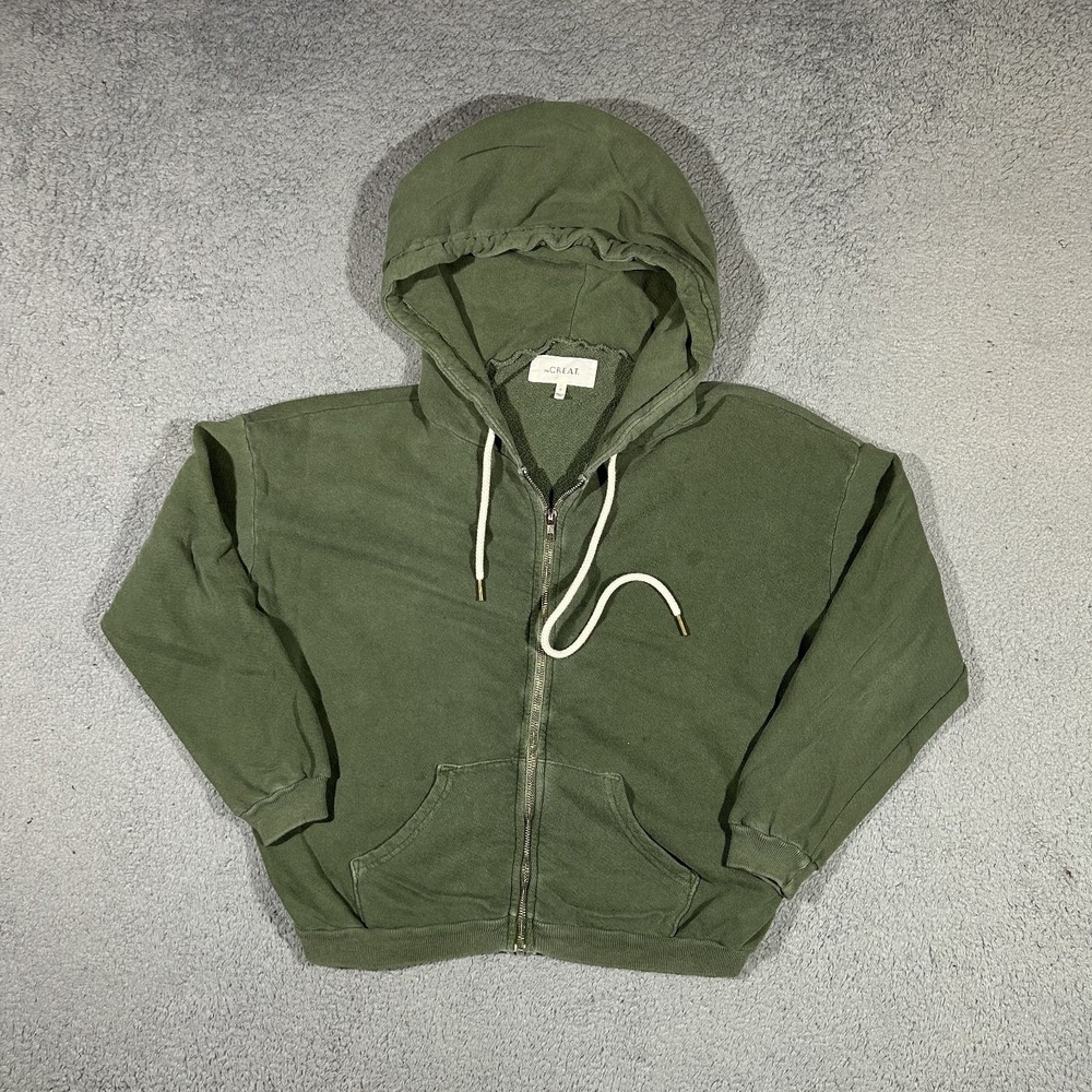 The Great Olive Green Full Zip Hoodie Women's Size 0 USA #3803